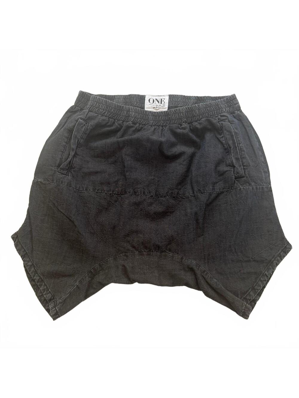 One Teaspoon Calypsos Harem Shorts XS Washed Black Cotton Drop Crotch Bermuda